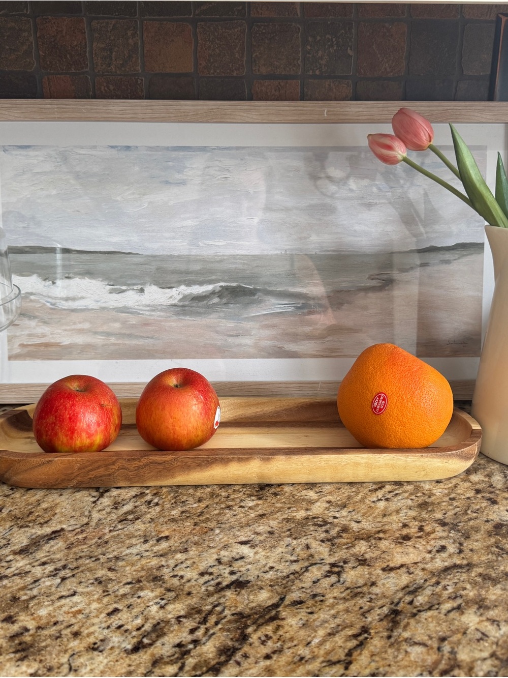 Acacia Wood Serving Tray Striped Wood Decorative Tray Rustic Modern